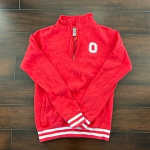 Scarlet & Grey 1/4 zip Ohio State sweatshirt. Juniors Medium